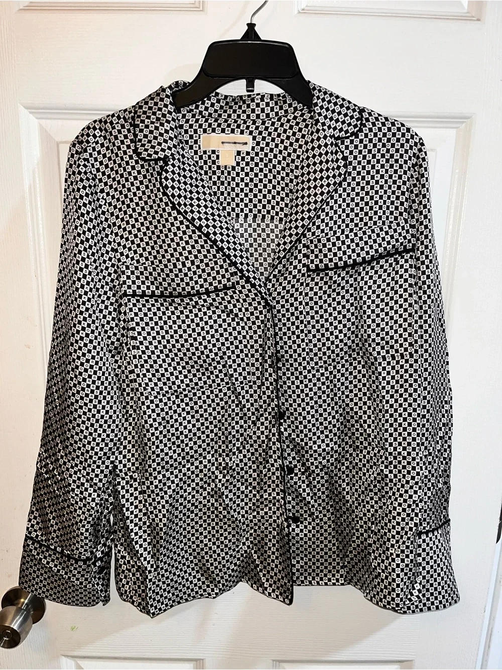 Michael Kors Black and White Geometric Print Pajama Top